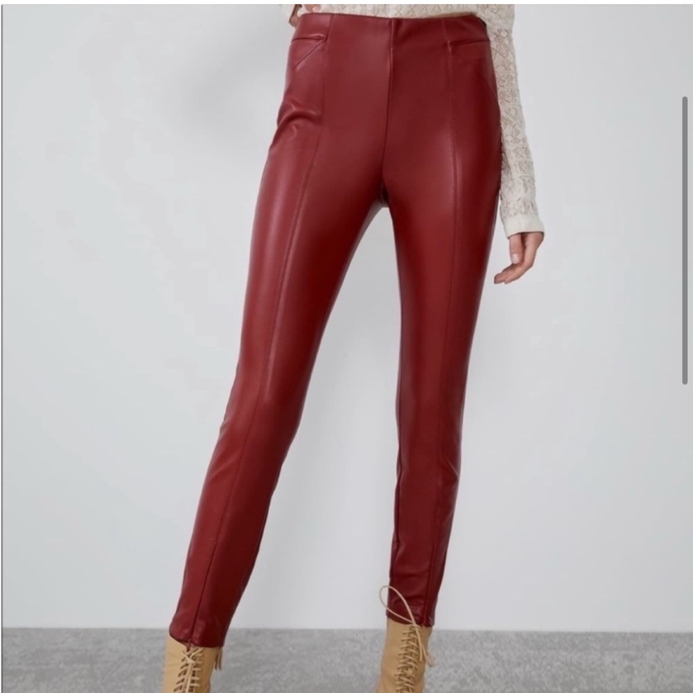 Zara pleather Maroon Pants